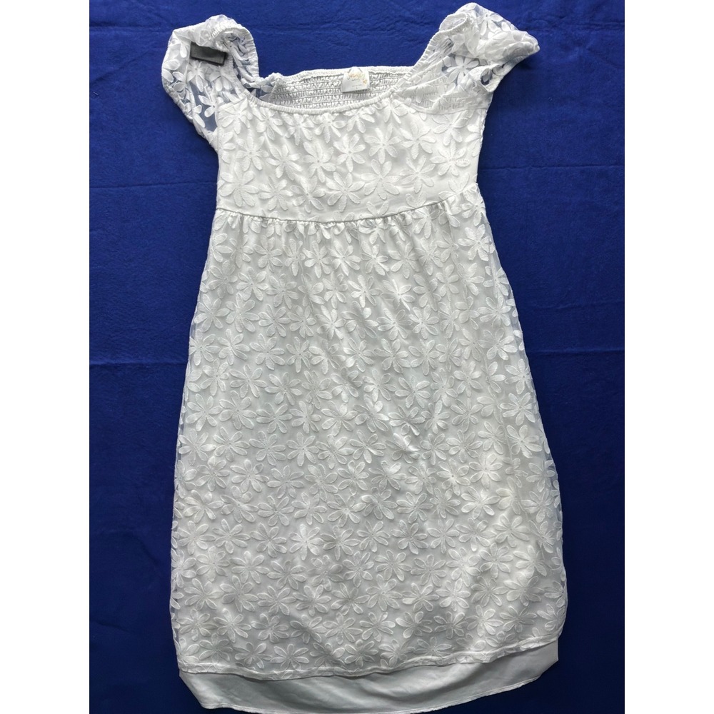[Cottagecore] Women Sirenlily Maternity Floral Lace Dress‎ L White